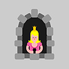 Vector clipart: Princesses in window . cartoon